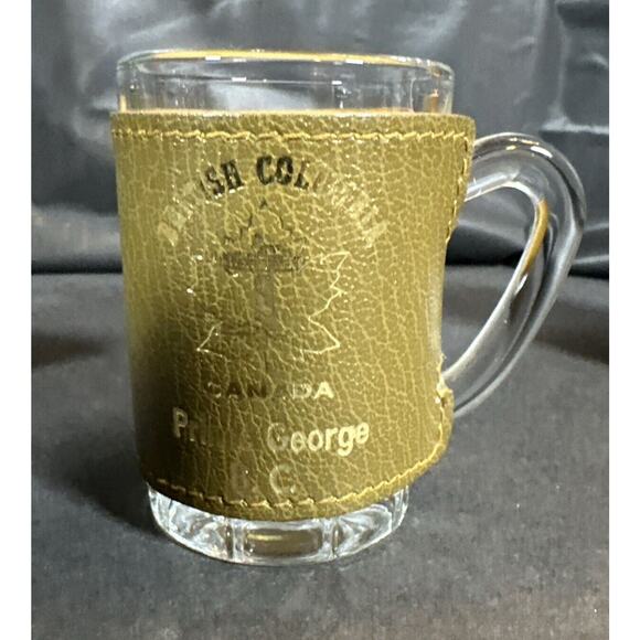 Leather Wrapped Mug Souvenir Shot Glasses - Toothpick Holder - Canada Set Of 4 - Picture 6 of 12